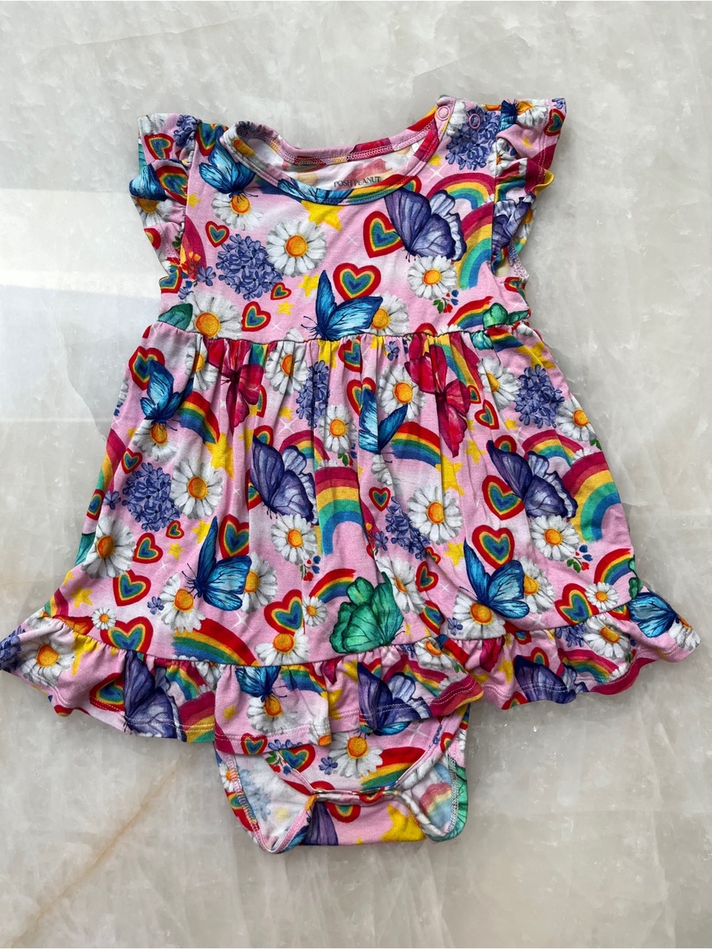 Posh Peanut Rainbow & Pink Floral One-Piece